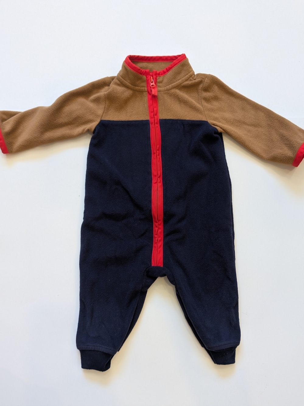 2/$15 💙 Carter's Brown & Blue Colorblock Fleece Romper
